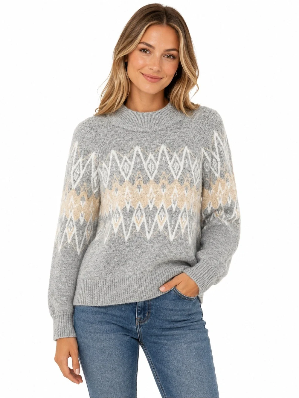 GAP Cozy Grey Fair Isle Knit Sweater - 0752